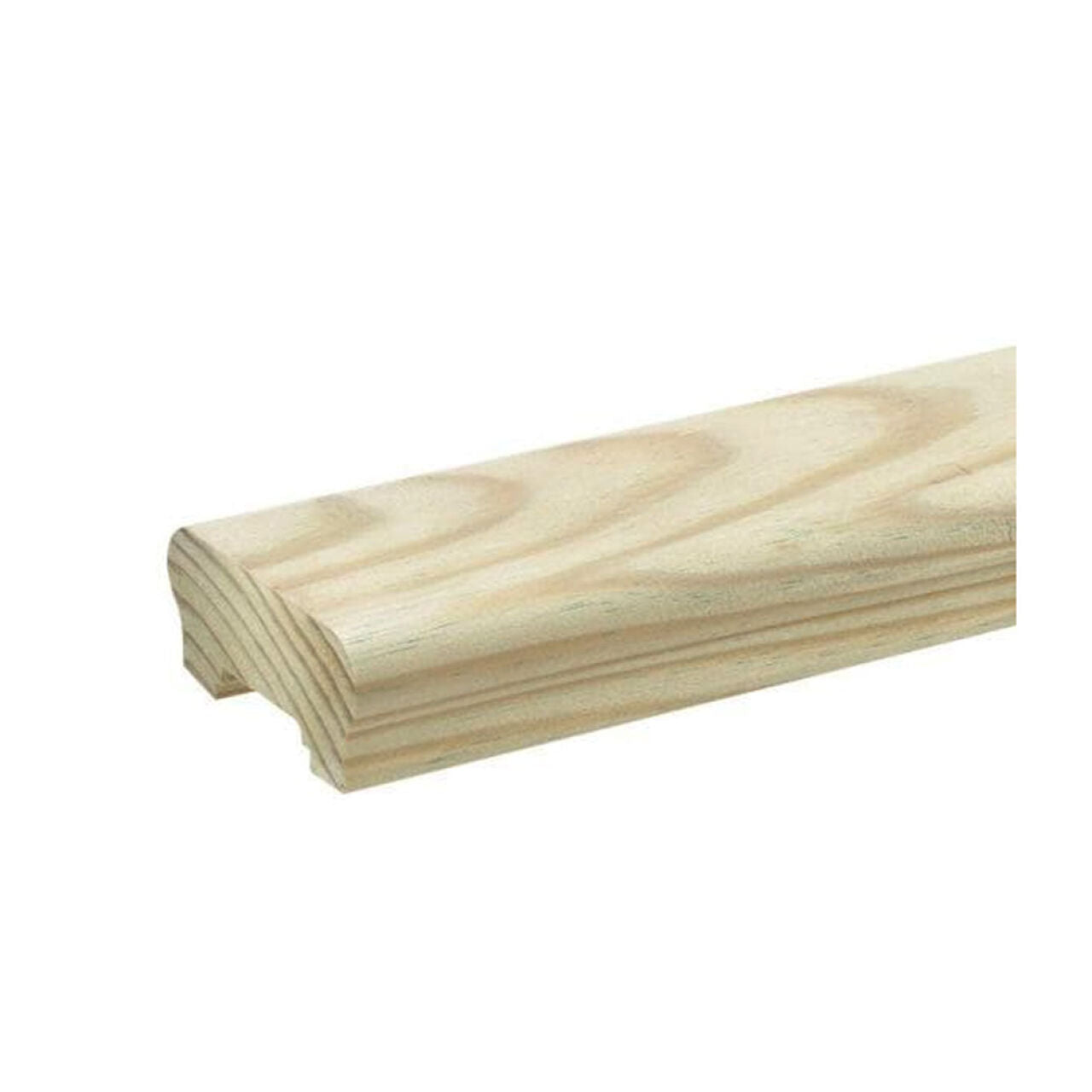 A 2 in. x 4 in. x 6 ft. Go Build Pressure Treated Wood Moulded Handrail with smooth edges and visible grain, shown against a plain white background.